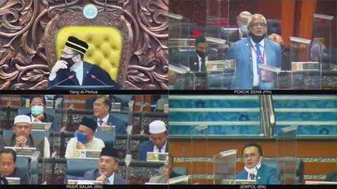 由于反对党凑不满15人要求记名投票，财案最终以声浪表决通过。（国会视频截图）