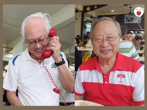 酷爱文学的吴作栋（左），昨天又拿莱佛士书院同窗陈清木作为例子，给新加坡人上了一堂西洋文学课。（红蚂蚁制图）