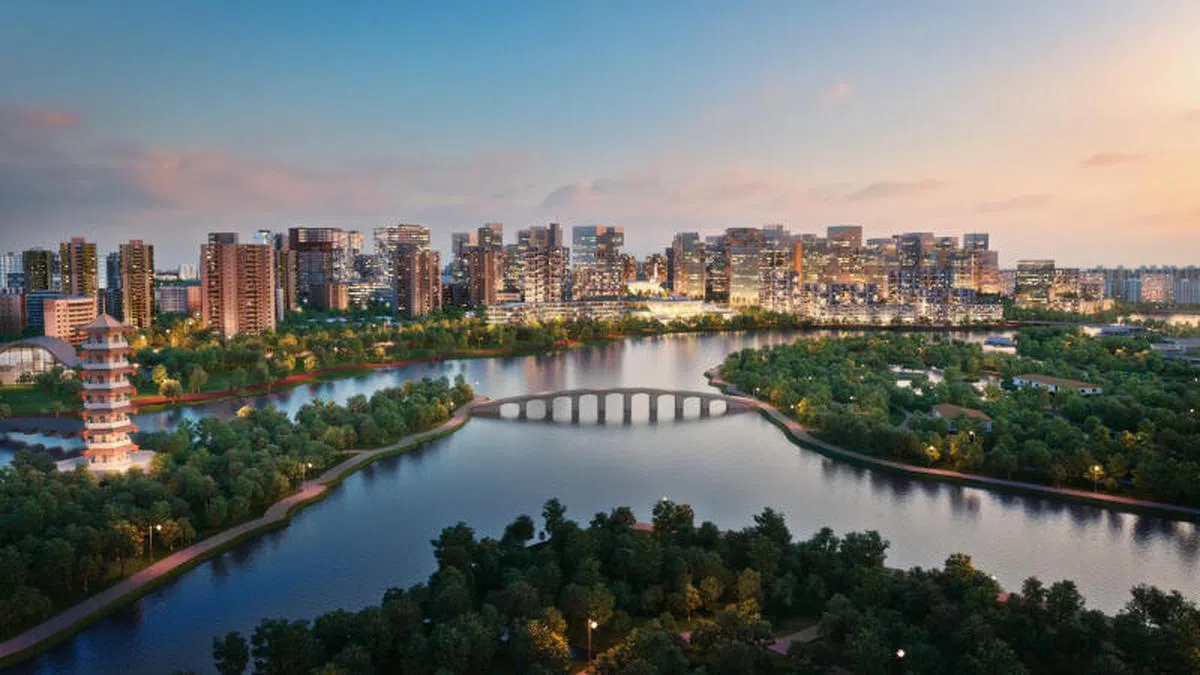 裕廊湖区是占地6.5公顷的白色地段，政府去年6月推出供发展商竞投，希望将它打造为新加坡第二个中央商业区，结合生活、消闲与工作。（市建局构想图）