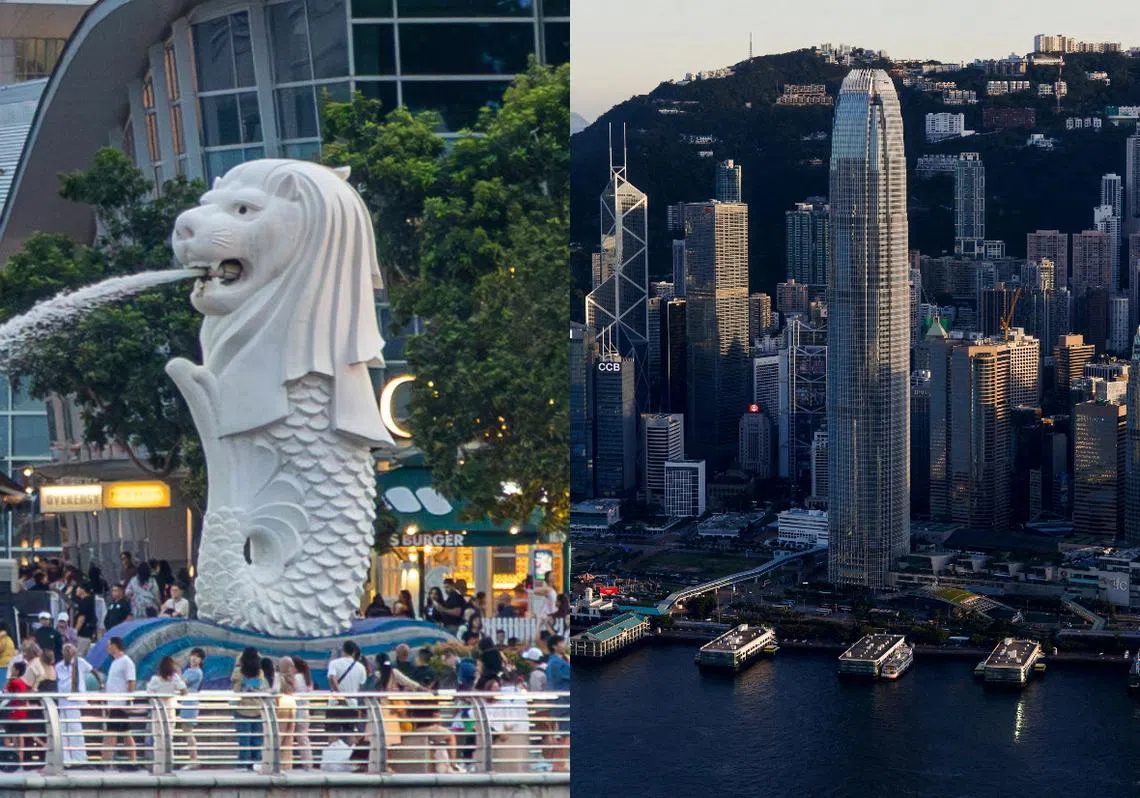 新加坡加强审查洗钱活动，似乎让中国大陆富豪转而投向香港的怀抱。（红蚂蚁制图）