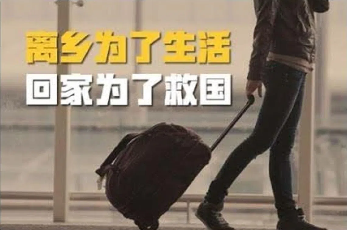 网上流传的呼吁旅居新加坡的马国选民“回家救国”的口号。（互联网）