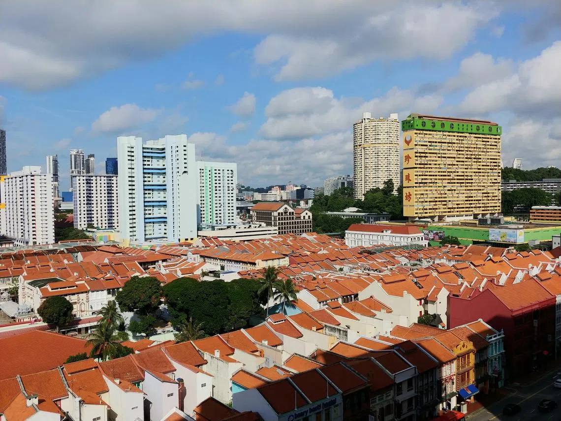 位于牛车水保留区内的老店屋。（张丽苹摄）