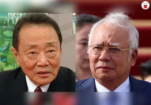 马来西亚首相纳吉（右）说，是国阵政府给了郭鹤年（左）成为糖王的“钥匙”，还“提醒”其他华商，国阵政府掌握着这些“钥匙”。（谢静怡制图）