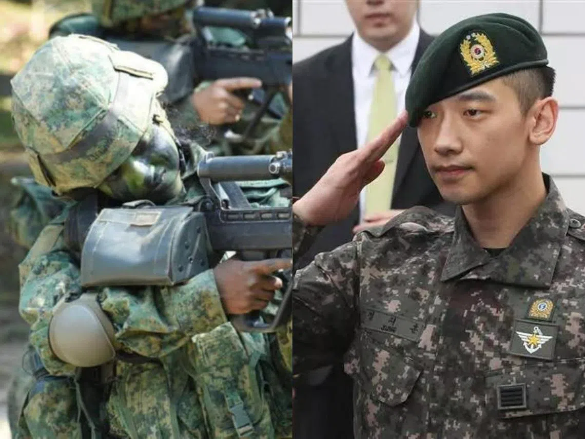 新加坡阿兵哥VS韩国阿兵哥。（新加坡国防部/法新社）