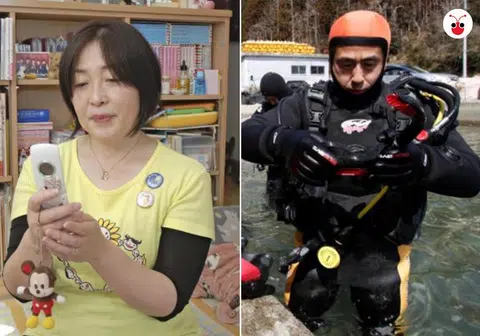 相隔十年，仍有日本民众坚持潜水寻妻，也有人长存手机短信。（红蚂蚁制图）