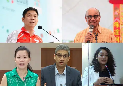 尚达曼（右上）、陈川仁（左上）、钟丽慧（左下）、贝理安（中下）和辣玉沙（右下）相继因各种原因辞去议员职务。（红蚂蚁制图）