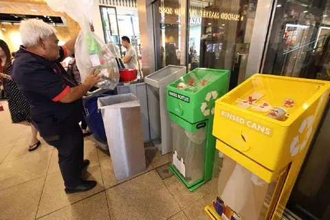 根据颜色分类垃圾，应该不会丢错吧？（联合早报）