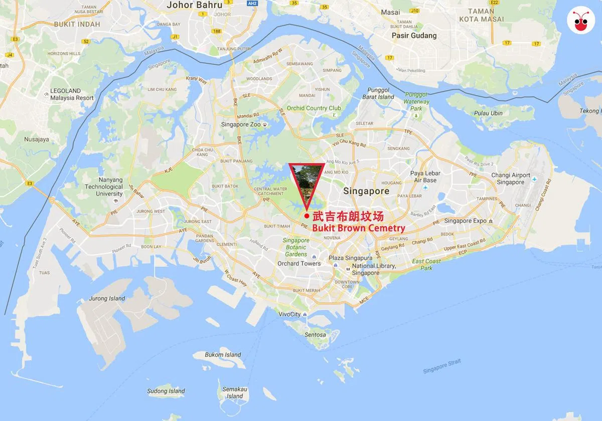  武吉布朗坟场位置。（谢静怡制图） 