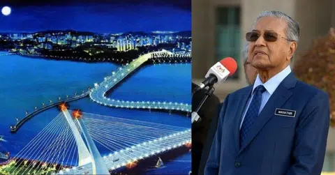 马国首相马哈迪一直钟情于兴建衔接新加坡和柔佛新山的弯桥。（互联网）