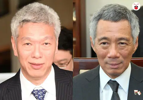 李光耀次子李显扬（左）高调支持反对党，和哥哥李显龙（右）彻底决裂。（郭跃男制图）