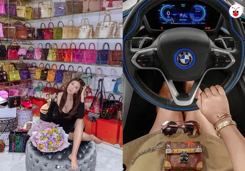 蔡欣颖常在社交媒体上“晒”自己的鞋包，还有各种豪车名表。（Instagram：ec24m）