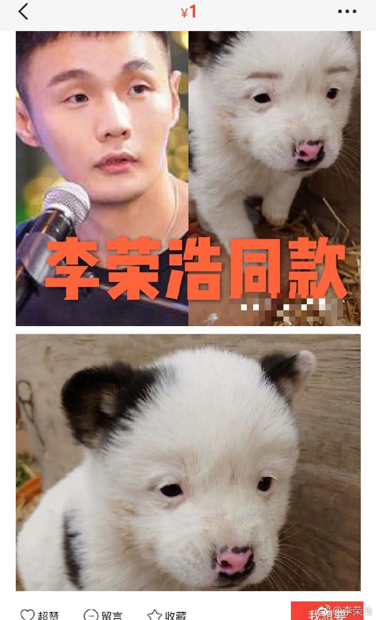  李荣浩同款。（微博截图） 