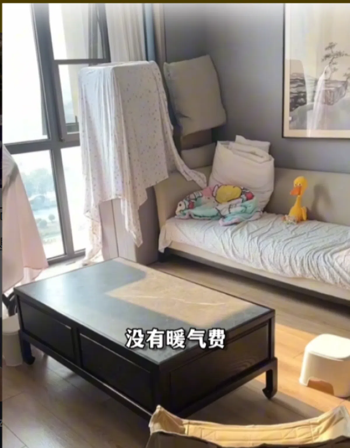 套房里的沙发也是他们的睡床？（截自视频）