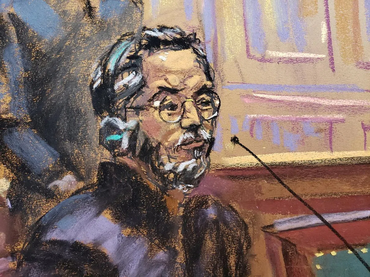 郭文贵2023年在美国面控的素描。（路透社）