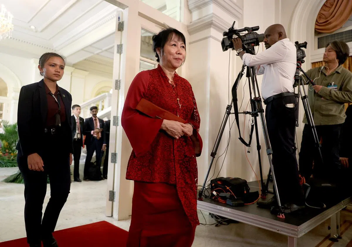 尚达曼总统夫人珍一藤木。（联合早报）