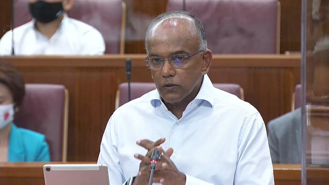 内政部长兼律政部长尚穆根。（Gov.sg国会视频截图）