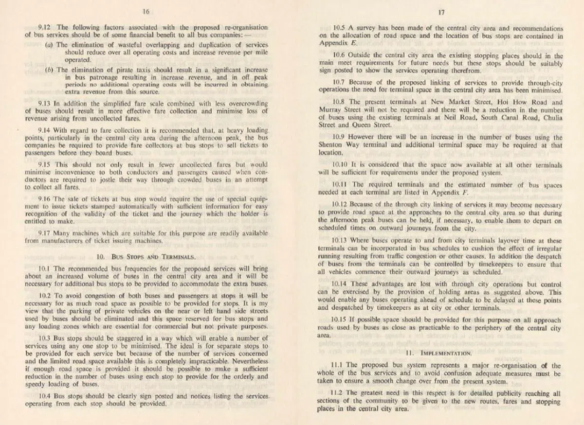 威尔逊在报告书种列出与巴士站和终点站设计相关的详细建议。（截图）
