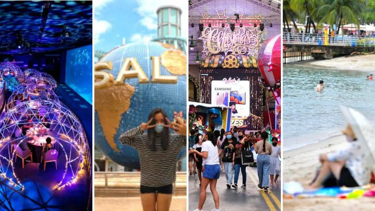  圣淘沙最不缺的就是娱乐活动，其中包括海底世界餐厅、环球影城、惬意沙滩等。（黄珞制图） 