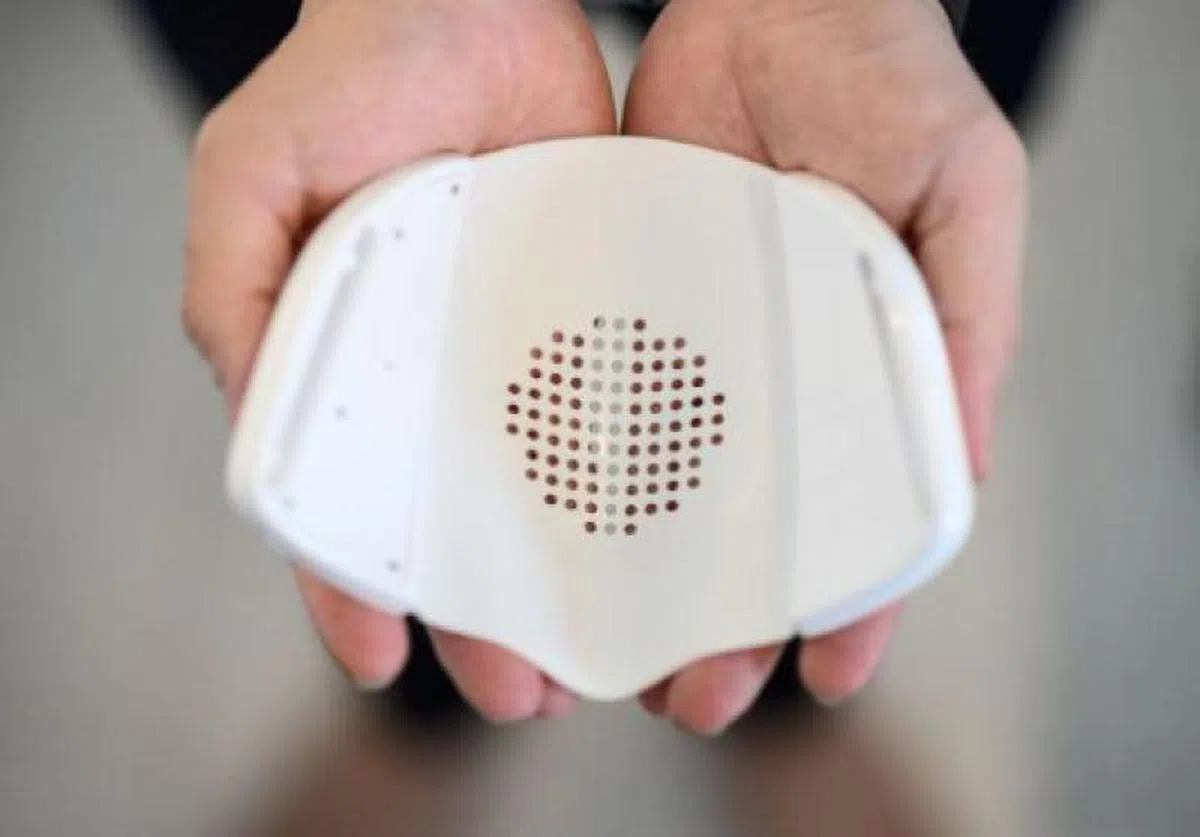  C-Face口罩的内部构造。（法新社） 