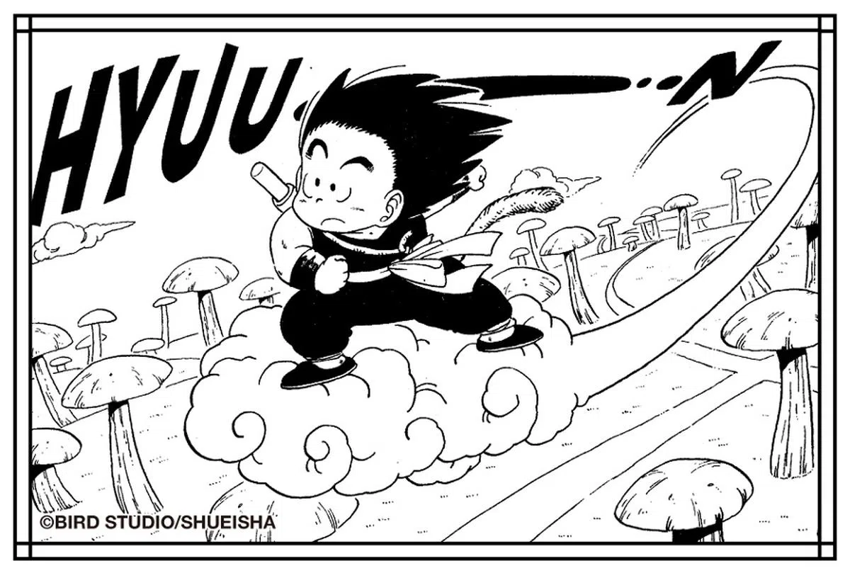 背负如意棒，脚踏筋斗云的童年孙悟空。（取自X）