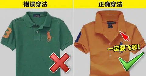 有网友提示，将POLO杉的领子立起才是“啦啦仔”的合格装扮。（互联网）