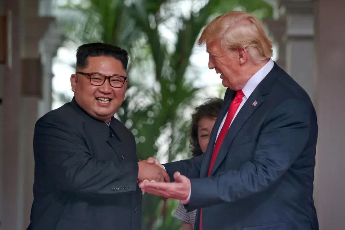  特朗普被指在“特金会”上和金正恩互相吹捧。（路透社） 