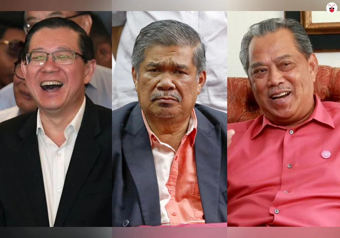 左起：财政部长由民行党秘书长林冠英担任，国防部长由诚信党主席莫哈末沙布出任，内政部长则由土著团结党主席慕尤丁担任。（谢静怡制图）