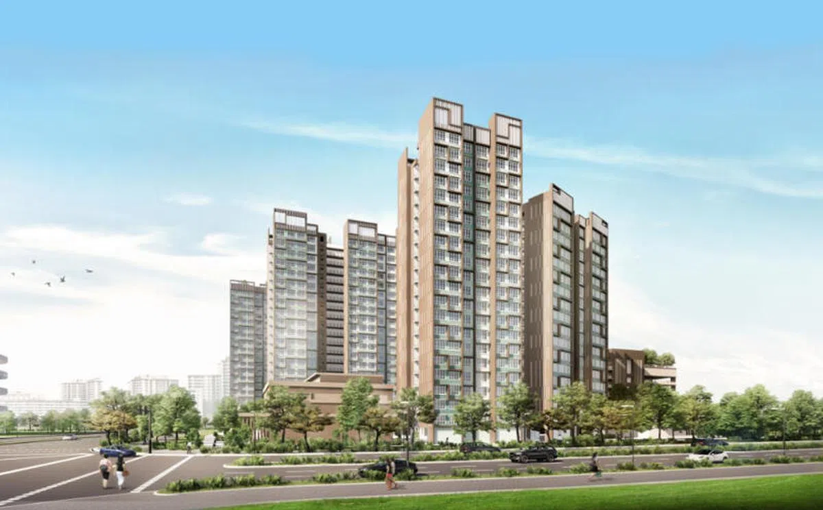 新替代组屋将建于宏茂桥通道，六座组屋共有约1065个二房式灵活、三房式和四房式单位。（建屋局提供构想图）