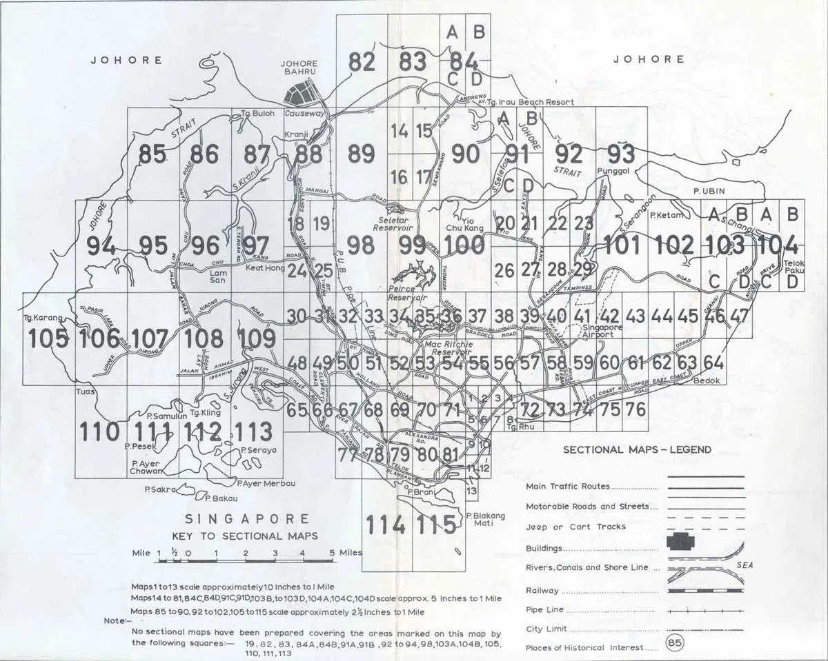新加坡1966年的版图。（onemap.gov.sg）