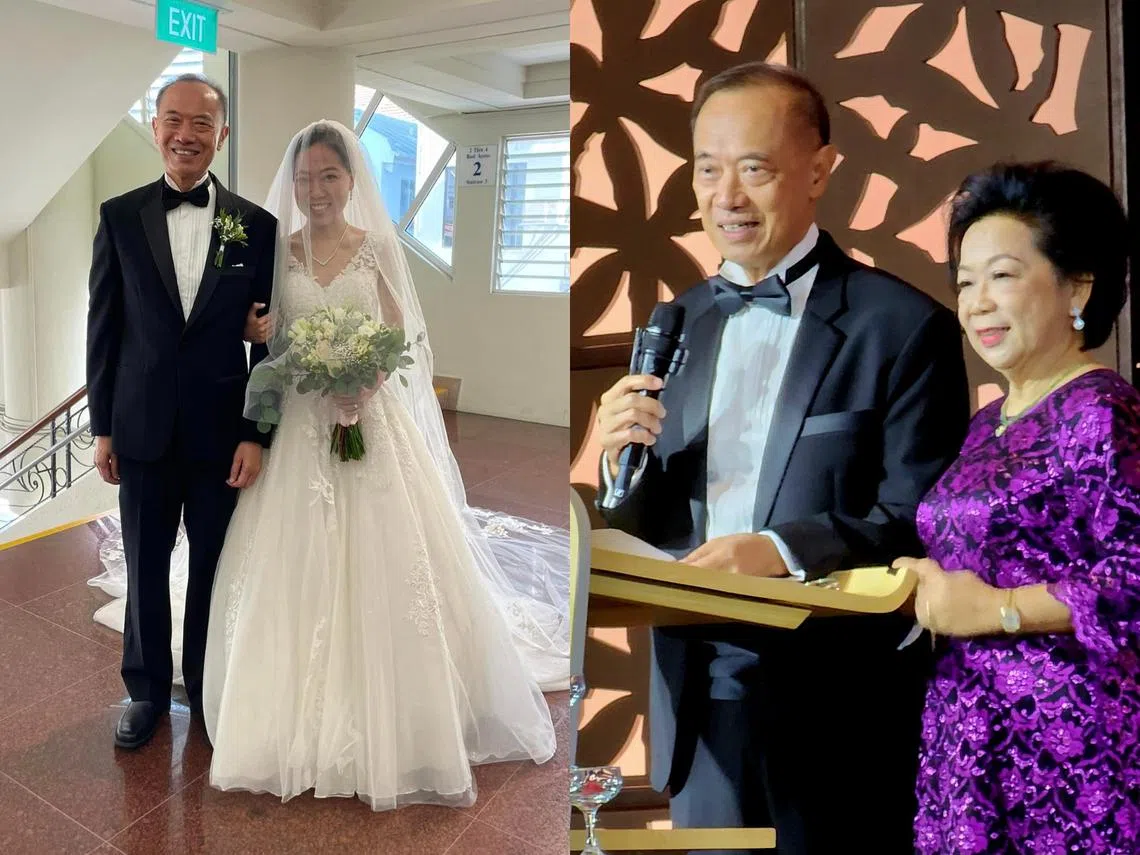 左图为杨荣文和女儿杨时恩。右图为杨荣文和妻子梁利平。（取自杨荣文脸书）