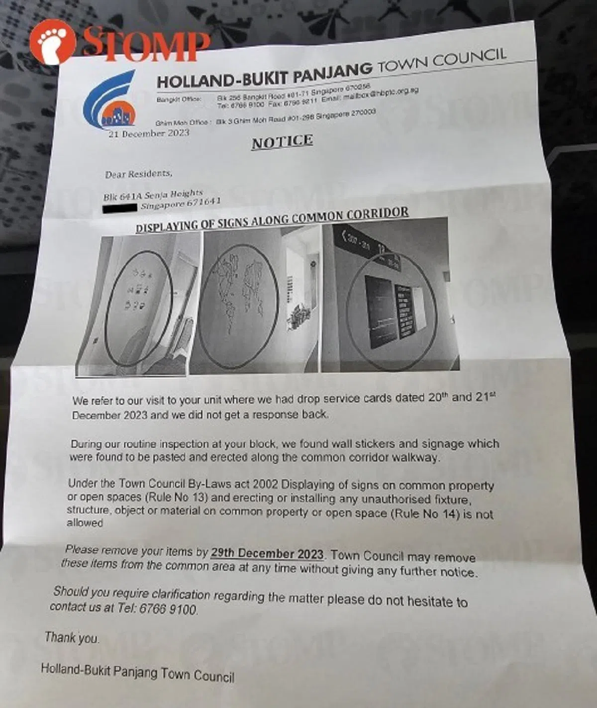 市镇会给San八天时间清除墙上的贴纸。（STOMP）