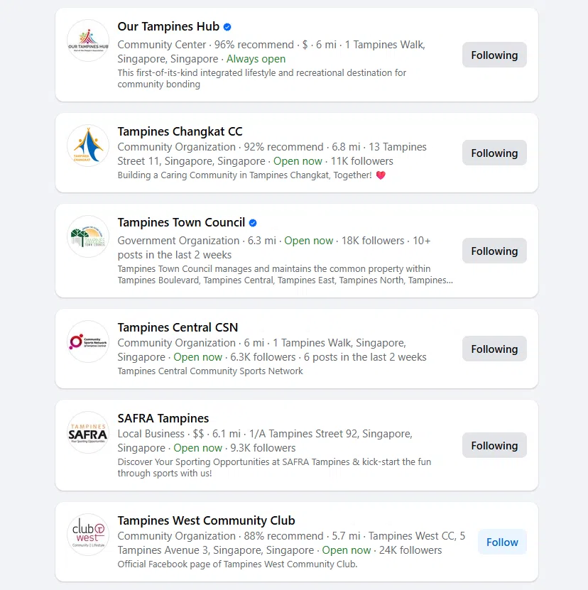 各种社区脸书群组。