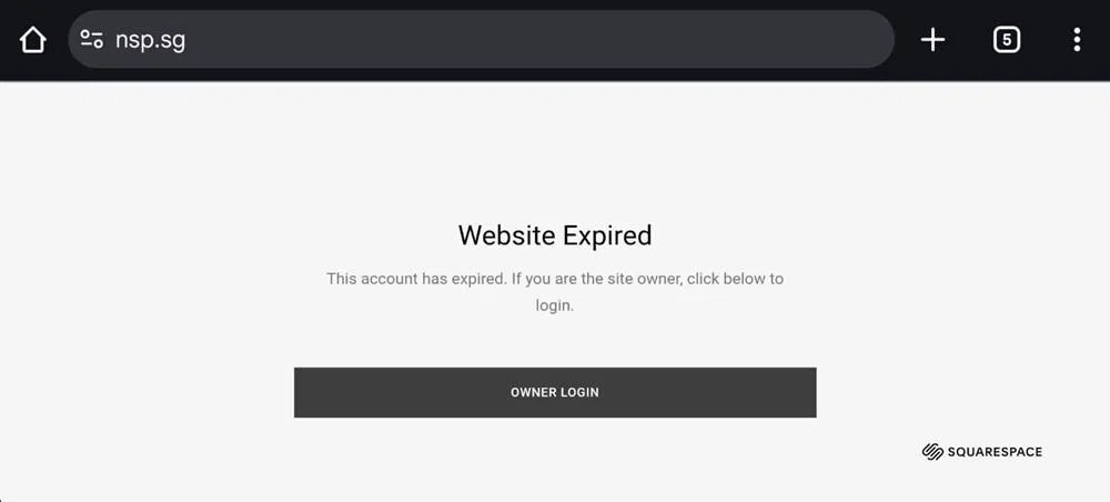 输入国民团结党网址后，浏览器显示该网站域名已过期。