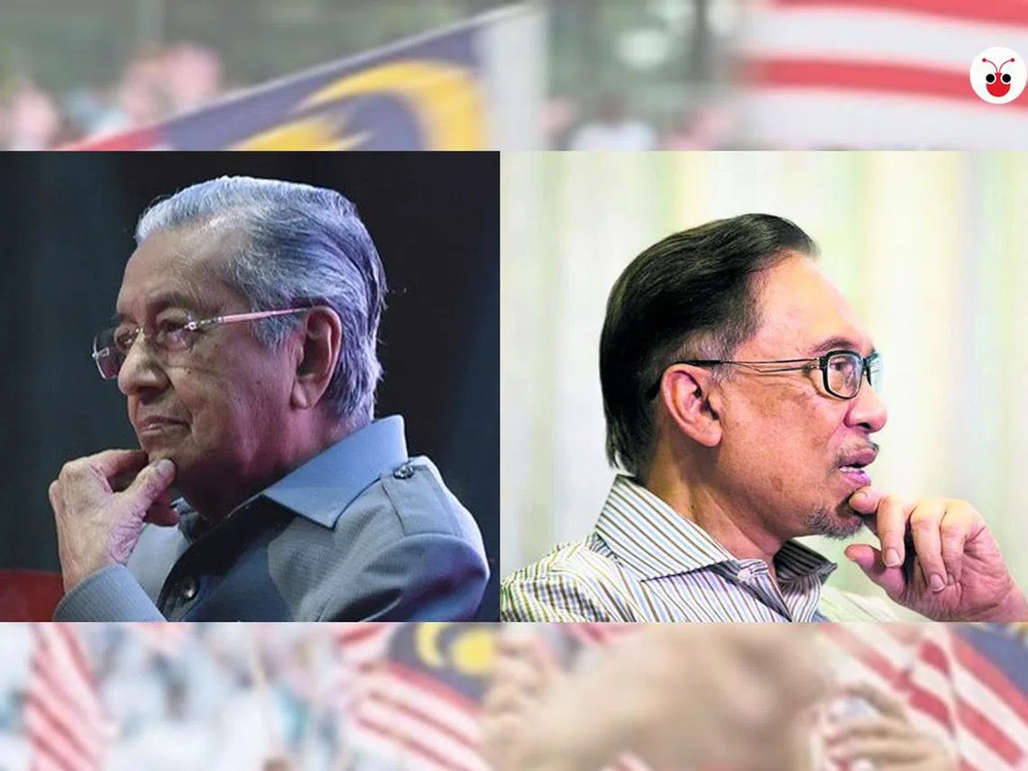 能争相的从来就是马哈迪（左）和安华之争。（红蚂蚁制图）