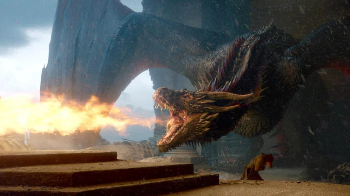 权力的游戏里的dragon。坦白说，样子真的跟中国的龙，有点儿出入。（HBO）