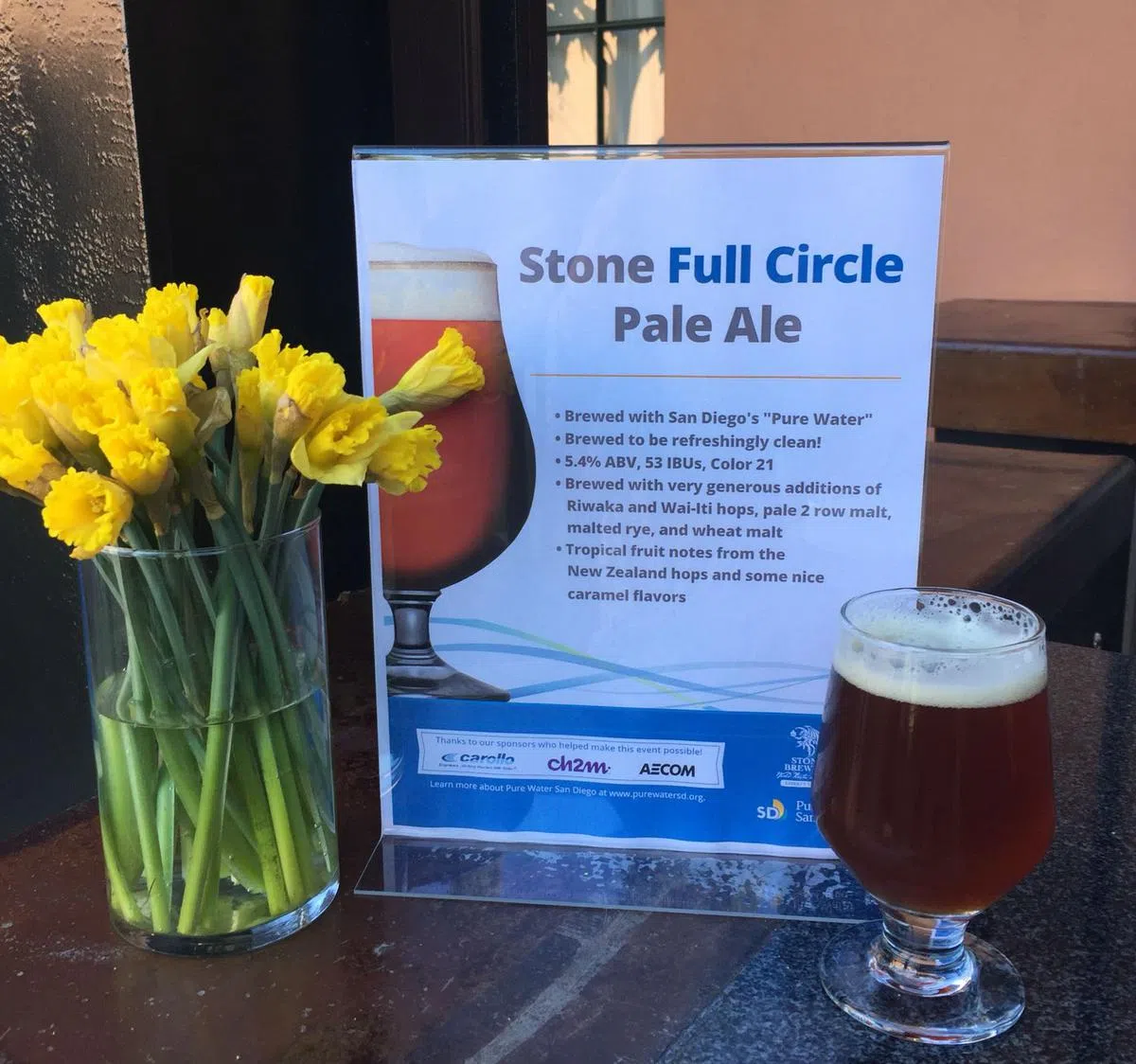  美国石头啤酒（Stone Brewing）公司酿造的“完全循环淡啤酒”（Full Circle Pale Ale）。（互联网） 
