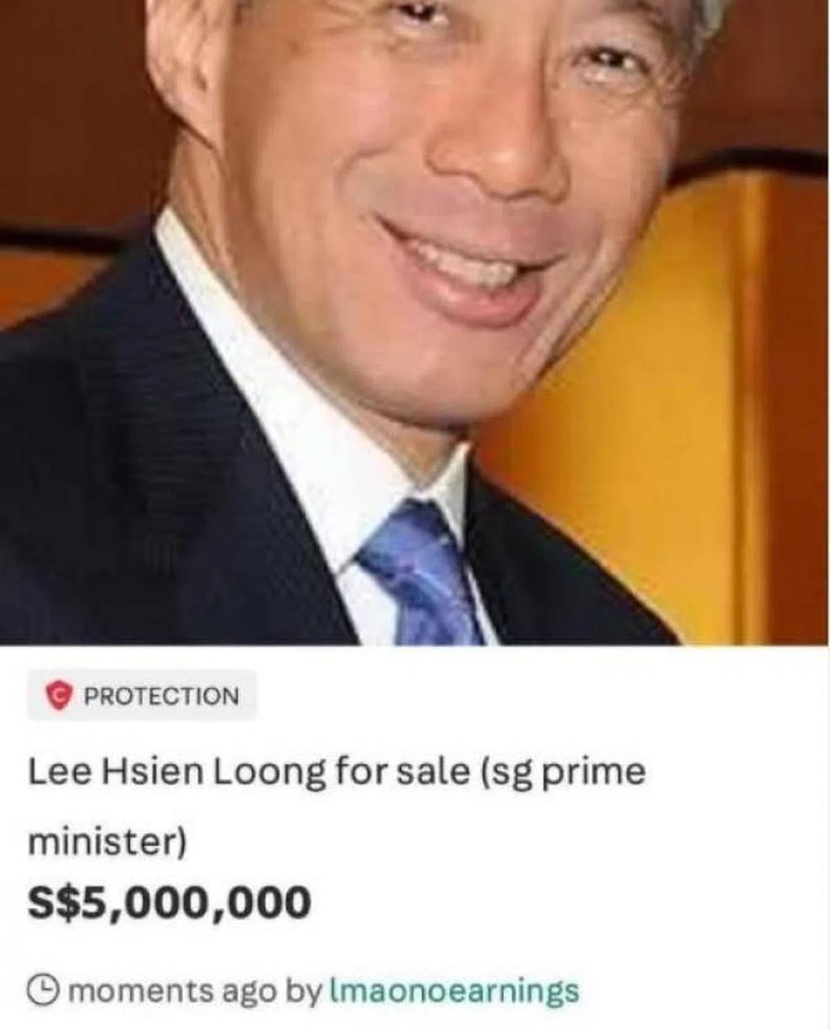  （设计对白）李显龙：我是无价的！（sell.singapore Instagram） 