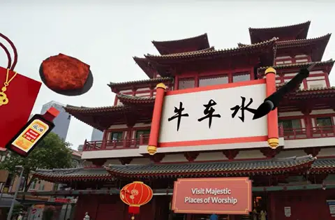 谷歌将为牛车水等30个本地地标增添AR效果。（旅游局视频截图）