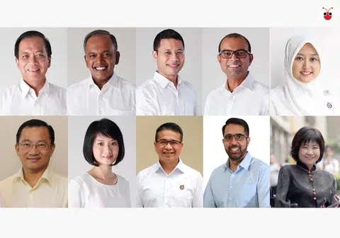 “打假”10人特选委员会：（上排左起）特委会主席、国会副议长张有福、内政部长兼律政部长尚穆根、社会及家庭发展部长兼国家发展部第二部长李智陞、教育部兼通讯及新闻部高级政务部长普杰立医生，以及议员拉哈尤·玛赞。（下排左起）议员谢健平、孙雪玲、唐振辉、反对党工人党议员毕丹星、官委议员代表是谢邕邕。（谢静怡制图） 