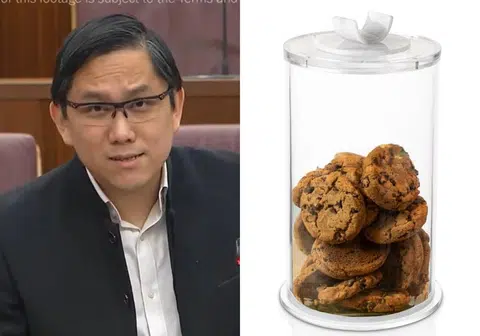 行动党议员任梓铭把国家储备金比喻为饼干桶，并暗讽反对党是一直想把手伸进饼干桶的饼干怪物。（李国豪制图）