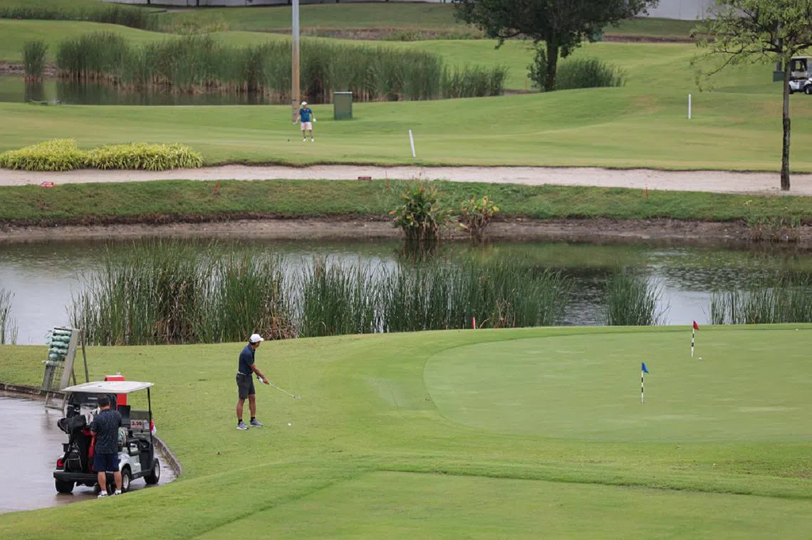 绿意盎然的高尔夫球场，可以让忙碌的都市人喘口气。（联合早报）