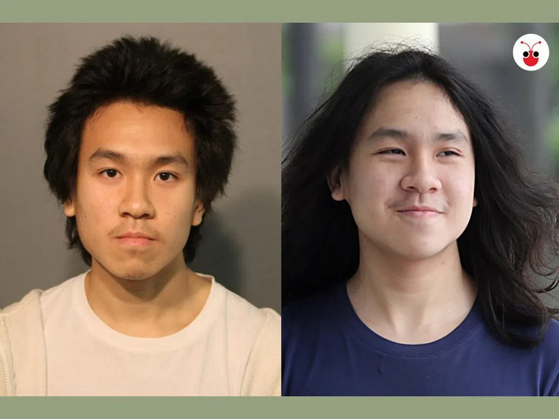 余澎杉今年20岁了（左），不再是2016年离开新加坡前的青涩少年样子。（红蚂蚁制图）