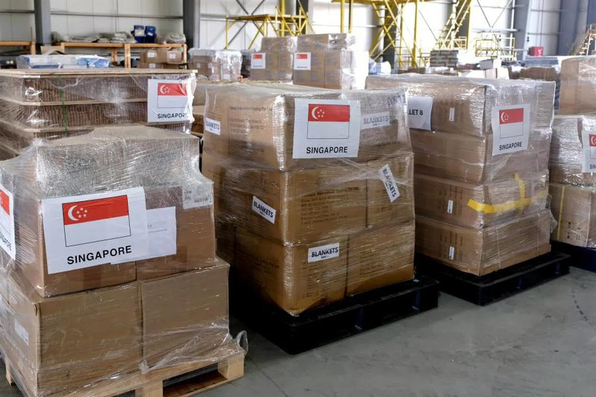 新加坡向加沙派送第三轮人道救援物资。（新加坡武装部队）