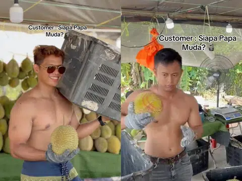 Durian Papa Muda榴梿摊的“猛男们”。（Durian Papa Muda TikTok截图）