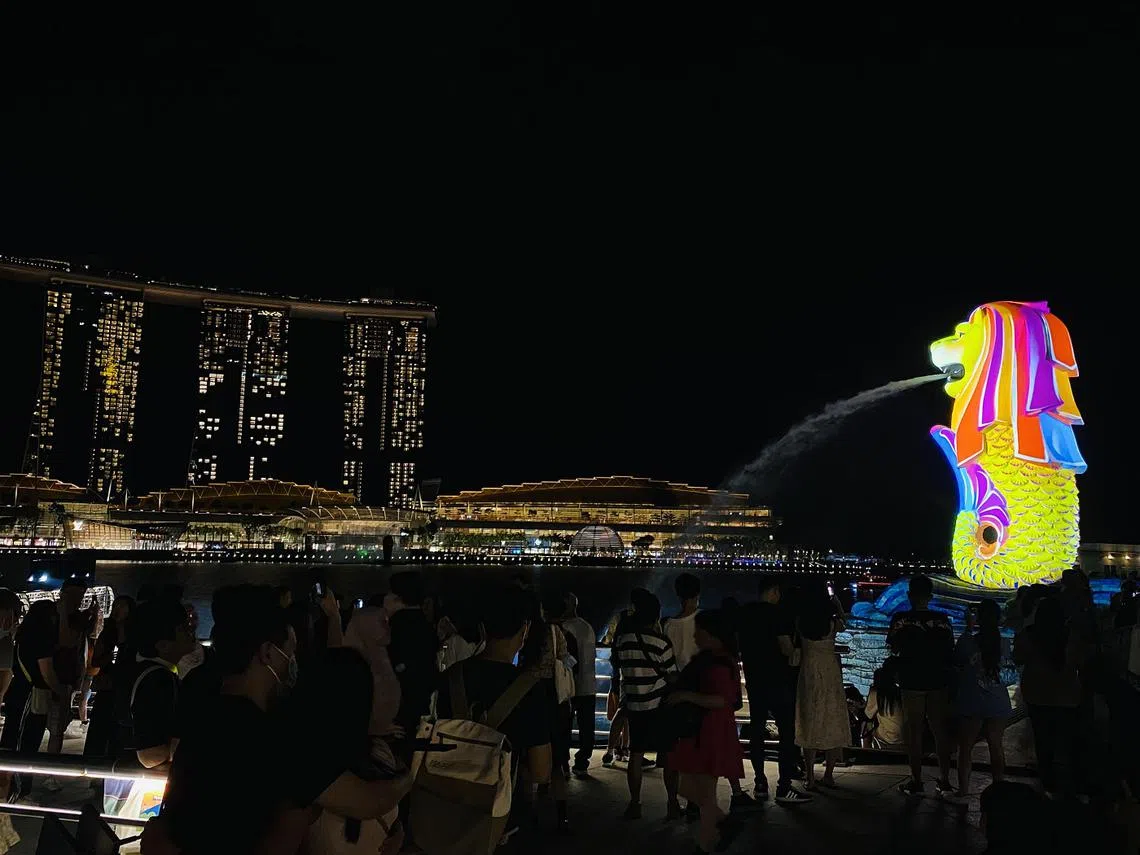 滨海湾鱼尾狮。（红蚂蚁摄）