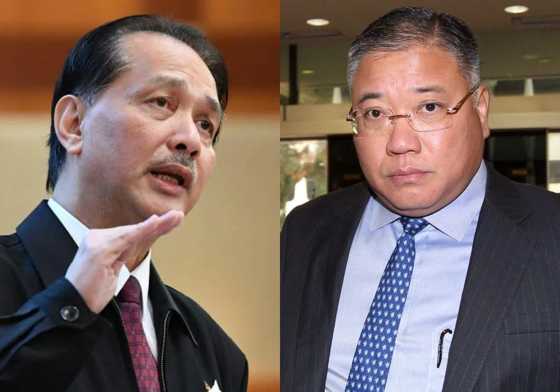 马国国会议员张庆信（右）在国会指诺希山（左）没有到前线视察是“怕死”引发哗然。（李国豪制图）