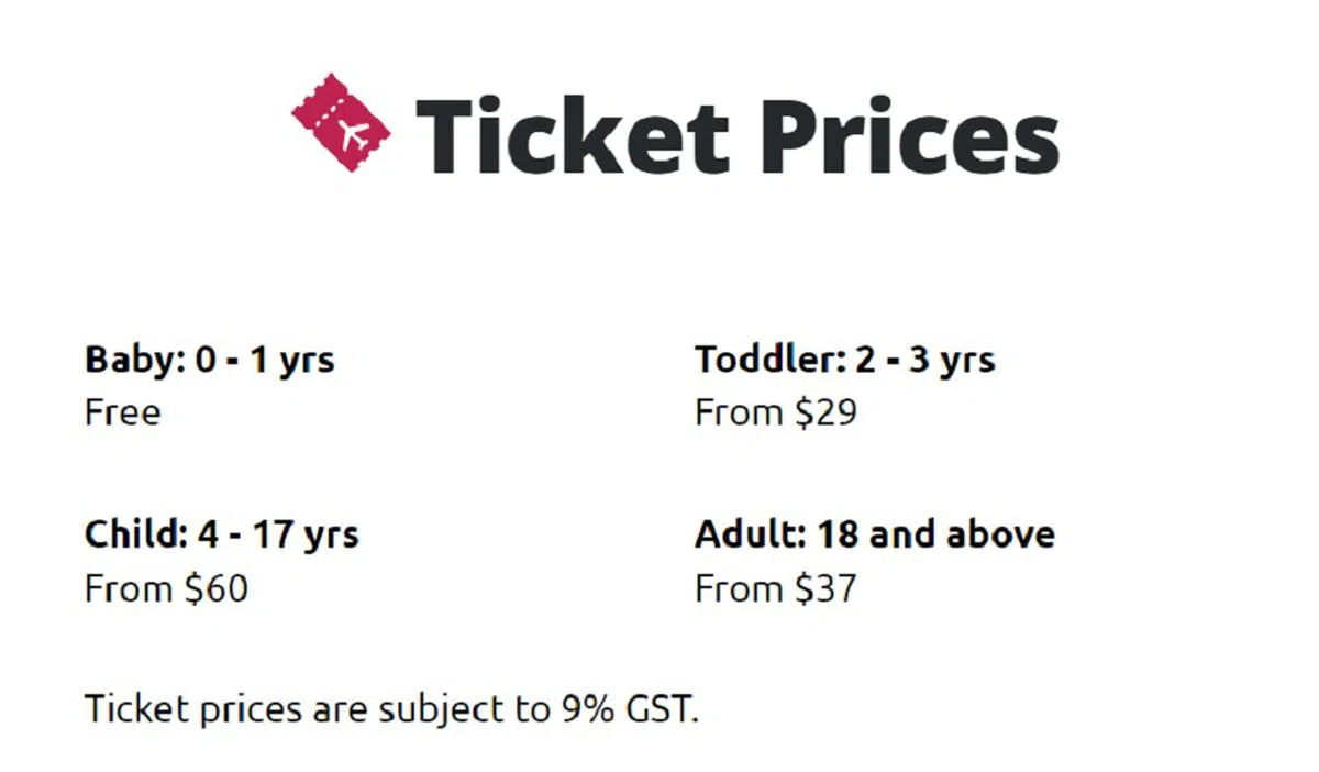 先看看平时的原价。（KidZania网站截图）