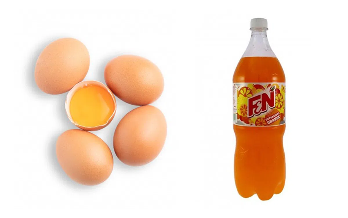  “治病妙招”③：生鸡蛋 + F&N橙汁。（红蚂蚁制图） 