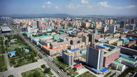 朝鲜首都平壤市中心。（海峡时报）