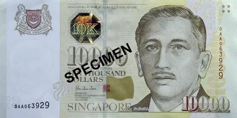 肖像系列的10万新元钞票。（金管局）